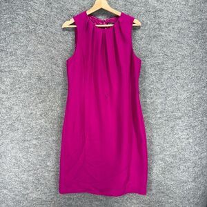 ABS Dress Women L Large Purple Sheath Midi Zipper Sleeveless Crew Neck Casual